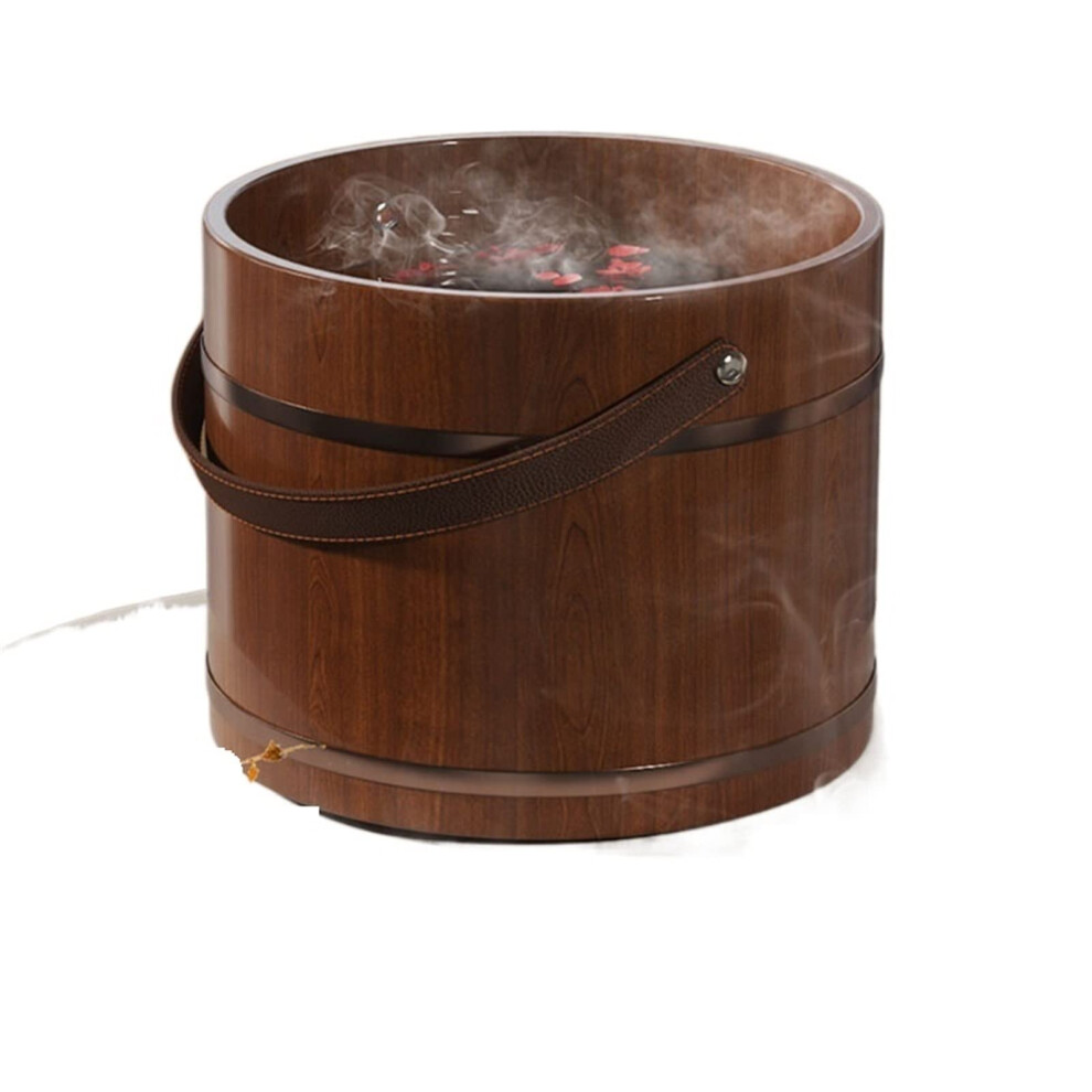 Wooden Foot Bath with Heat Retention, Deep Immersion Cypress Spa Bucket 31x25cm Home Pedicure