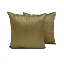 HomeCentric Decoratieve Kussenhoes 18 inch Antiek Goud Set van 2, Effen Sierkussenhoezen van Kunstzijde voor Bank, Moderne Stijl