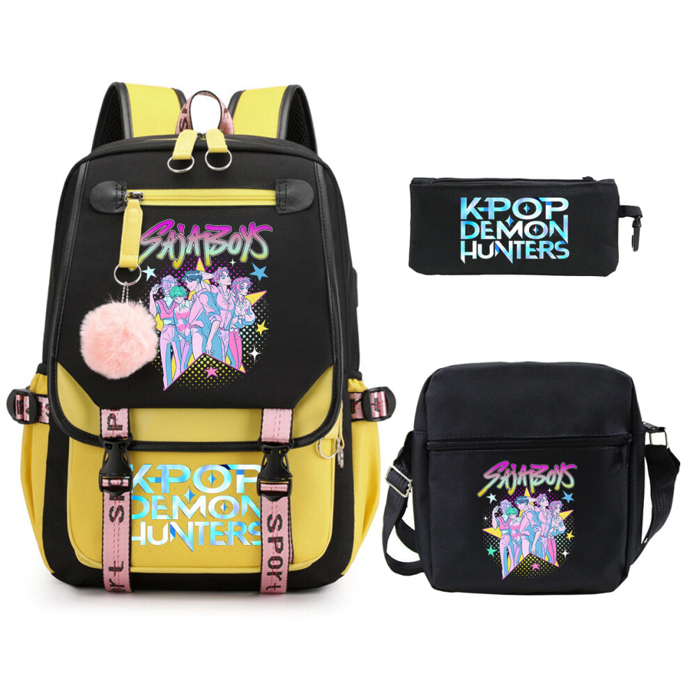 Demon Hunter Girl School Bag Set Yellow 3-Piece