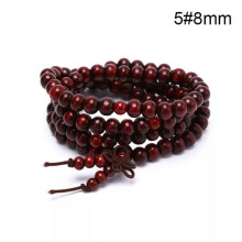 RSAMD6/8mm armbånd med naturlige sandeltræsperler og buddhistisk Buddha-meditationsperler til kvinder og mænd - 5#8mm
