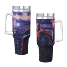 SpiderMan 40oz H2.0 Edelstahl-Vakuumisolierter Becher mit Deckel und Strohhalm für Wasser, Eistee, Kaffee oder Smoothies