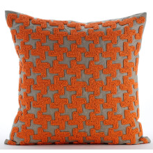 Oranje sierkussenhoes, 30x30 cm, Marokkaanse geometrische zijden hoes, passend bij oranje Halloween-decoratie