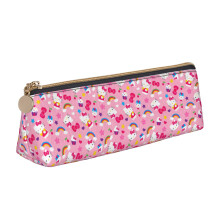 Kožený trojúhelníkový penál Hello Kitty s velkou kapacitou, zipový penál, multifunkční trojúhelníkový kožený úložný pouzdro na