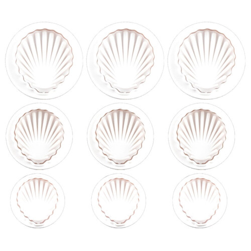 9PCS Ελατήριο με σχήμα κοχυλιού εμβόλου κοπής μπισκότων, εργαλεία κέικ για