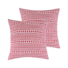 Merry & Bright van Levtex Home - Euro kussenslopen met komeet en Cupido (66x66 cm) - Rood en wit