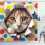 Κουρτίνα ντους Ambesonne για γάτες, Mischief Kitty Peaking Dots, 69"Πx84"Μ, Πολύχρωμη 1