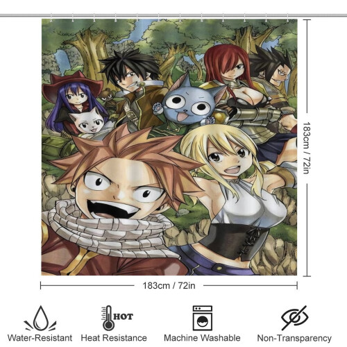 Σετ ντους Fairy Tail 4 τεμαχίων με αντιολισθητικά χαλιά, κάλυμμα τουαλέτας και χαλάκι 1