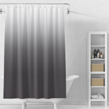 Jannly stoffen douchegordijn grijs met geleidelijke waterverspreiding, douchegordijn voor badkamerdecoratie, accessoireset met haken, 180*180cm, 1