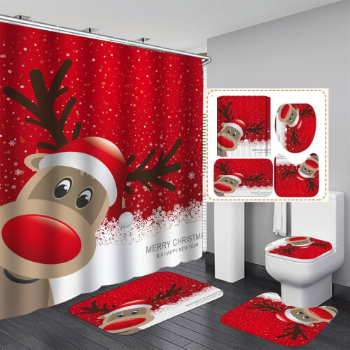 Γενική Έκπτωση Soft Decor Άγιος Βασίλης Χριστουγεννιάτικο Σετ Κουρτίνας Ντους με 1
