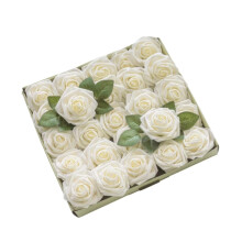 XIUH25 stuks kunstmatige rozen met stelen, champagnewit - Geschikt voor zelfgemaakte bruidsboeketten, huisdecoratie, feestjes en bruidscadeaus