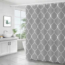 QISIWOLE Polyester Geometrisch Douchegordijn 72"x72" met 12 haken, Zwart/Wit, Machinewasbaar & Waterbestendig