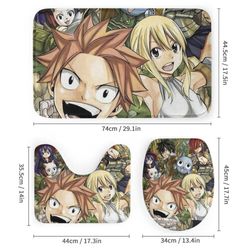 Σετ ντους Fairy Tail 4 τεμαχίων με αντιολισθητικά χαλιά, κάλυμμα τουαλέτας και χαλάκι 2