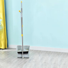 Intrekbare stoffer en blik met lange steel, staande stoffer en blik met schoonmaaktanden, compatibel met Ikohbadg voor binnen- en buitengebruik.