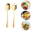 2Pcs Stainless Steel Serving Spoons Fruit Salad Spoons Salad Fork (Golden) 5