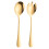 2Pcs Stainless Steel Serving Spoons Fruit Salad Spoons Salad Fork (Golden) 1