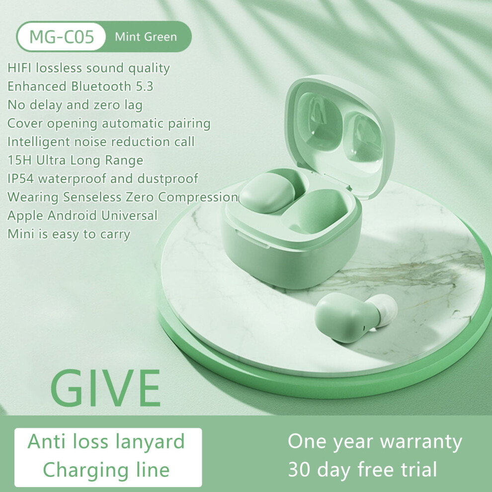 Gnobogi True Wireless Bluetooth Earbuds, Mini In-Ear Noise Reduction, Long Range, Compatible With Iphone & Android, For Running, Gaming, Portable 9464372859238