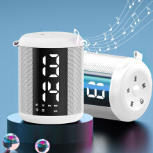 RnemiTe-amo Digitaler Wecker mit Bluetooth-Lautsprecher, tragbarer, wasserdichter, kabelloser Lautsprecher, hochwertiger Subwoofer