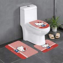 Juego de 3 alfombras de baño Hello Kitty - Alfombras lavables con funda para el suelo, alfombras decorativas para el baño, la cocina, el dormitorio