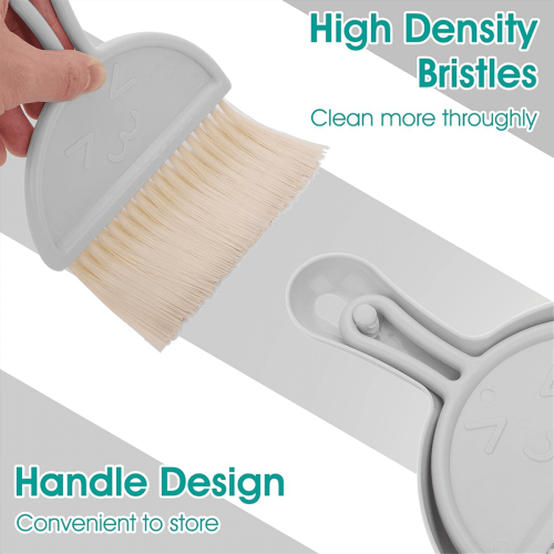 Mini Dustpan and Brush Set, Small Broom Cleaning Set Portable Table Top Set(Grey) 1