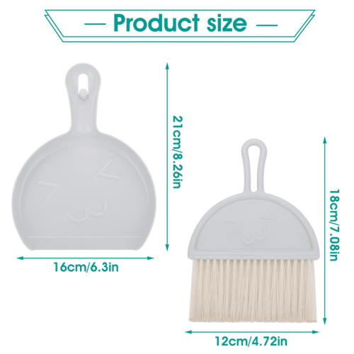 Mini Dustpan and Brush Set, Small Broom Cleaning Set Portable Table Top Set(Grey) 2