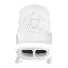 PAVEOS Trådløs Oplader Udsalg: Bærbar Mini Stand med Højttaler, Kompatibel med Alle Telefoner - Hvid