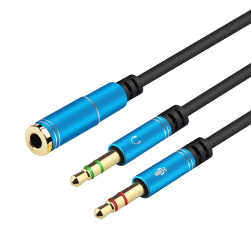 SUSUchens 3,5mm adaptér pro sluchátka a mikrofon, samec-samice, pro počítač, modrý 2