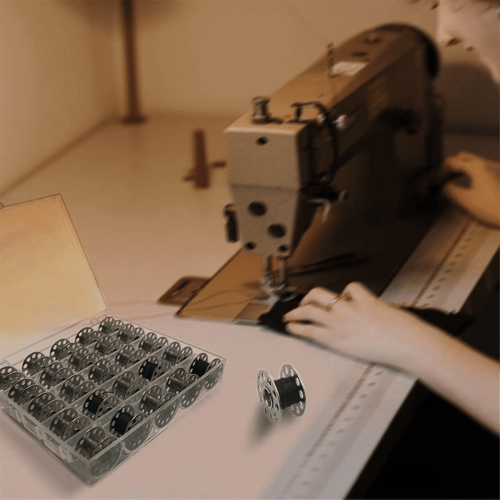 25 Pcs Metal Bobbins for Sewing Machine with Storage Box 1