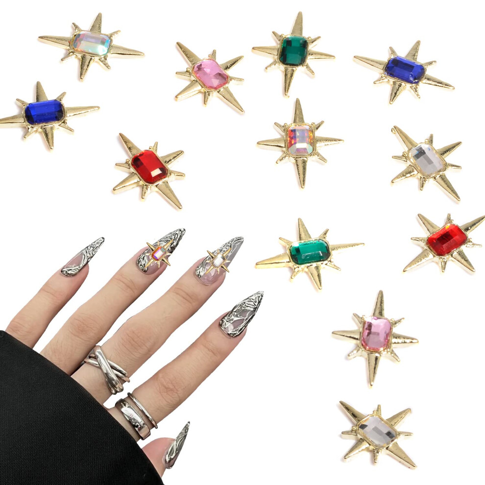 Nail Art Charms Rhinestone 8 Point Star Mixed Color Crystal Decorations for Acrylic Nails