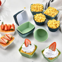 Hariumiu 12/24 Pcs Muffin Cup Silicone Food-Grade Non-deformation BPA-free Heat-resistant Easy Release Reusable Muffin Cups
