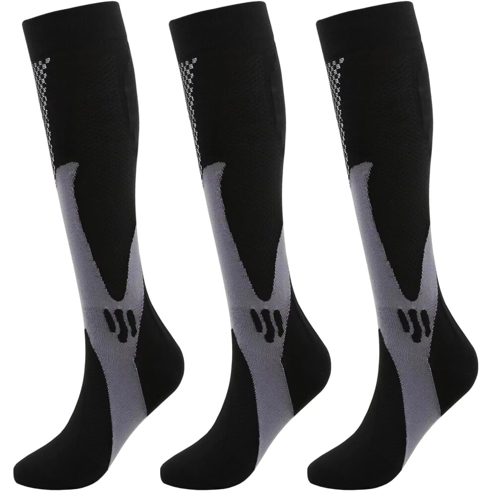 Kiibsot 3 Pairs/ 4 Pairs Compression Socks for Woman & Man Unisex 20-30mmHg Knee High Plus Size Wide Calves for Sports Runningâ¦