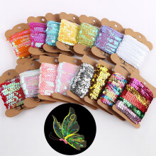 XM Culture1 tekercses flitteres szegély, fényes, vágható, 10 yardos varrás, kézműveskedés, flitteres barkácsolás, szalag,