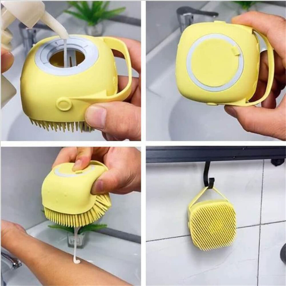 3 Pack Silicone Scalp Massager with Shampoo Dispenser, Soft Bristles and Gentle Scalp Cleaning