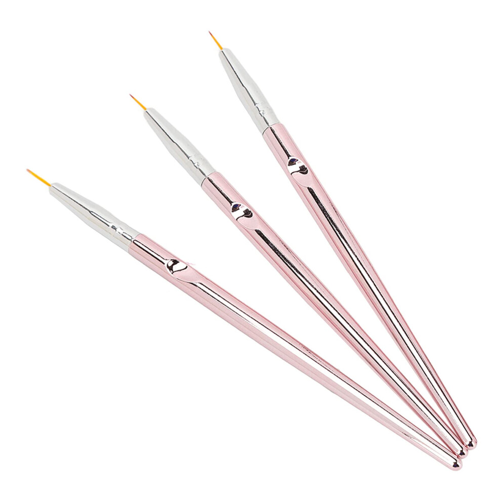 Silver Nail Art Brushes Set 3Pcs Fine Tip Nail Liner Brushes For Precise Detail With Durable Bristles