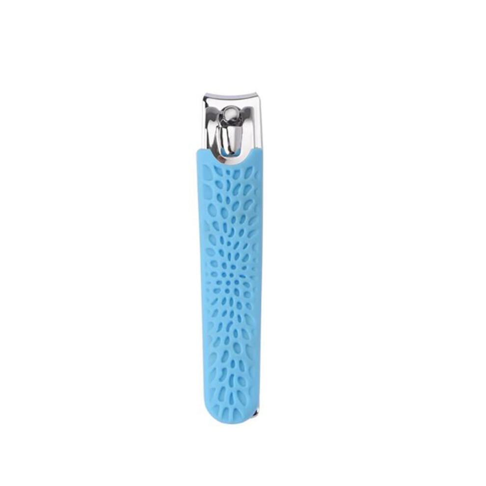 Small Blue Stainless Steel Nail Clippers with 360 Rotating Head and Precise Curved Blade