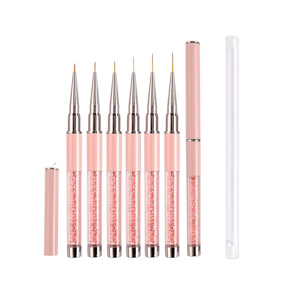 6pcs Nail Art Liner Brush Set Multiple Sizes for Precision Detailing with Durable Nylon Bristles
