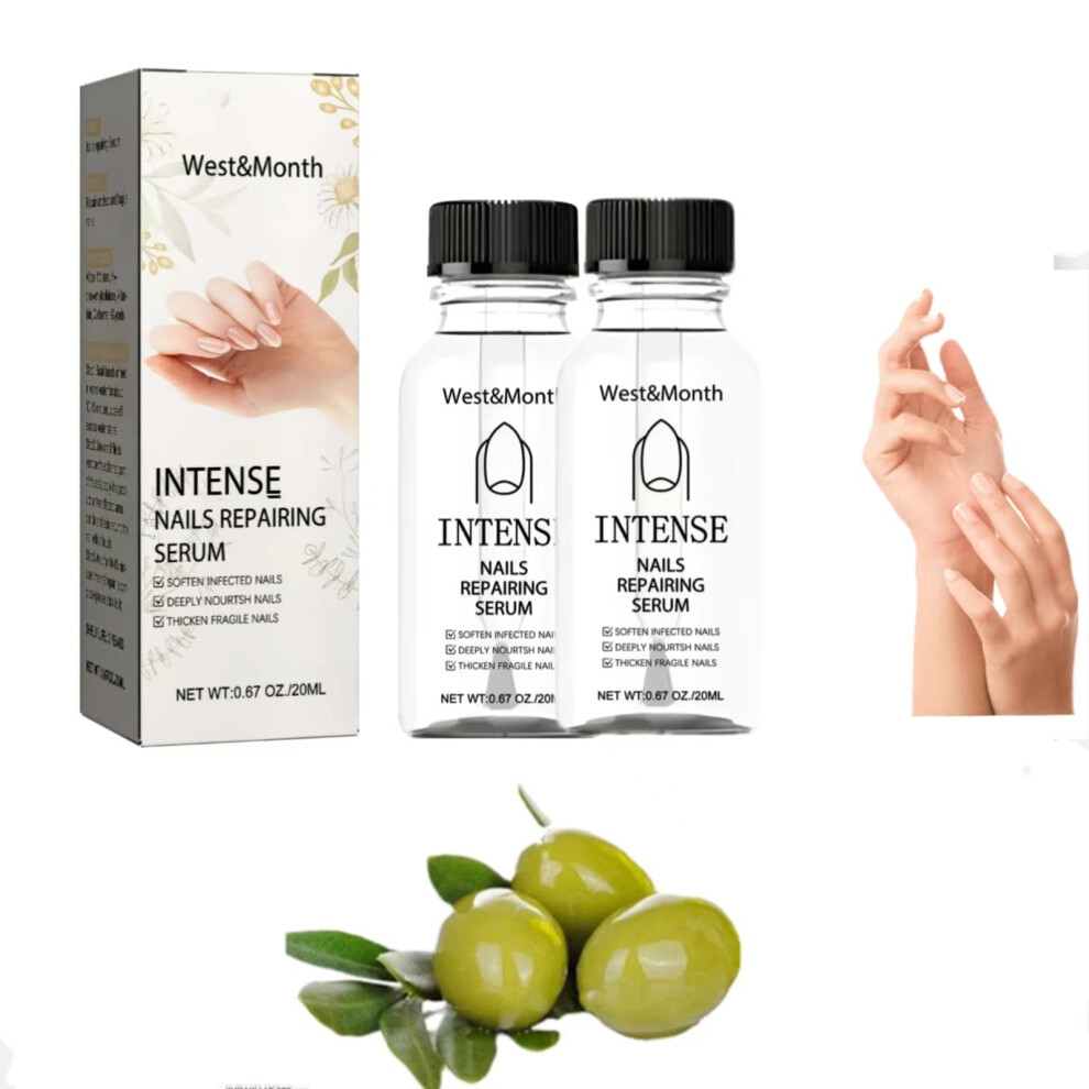 Nail Growth Serum and Strengthening Treatment for Damaged Nails, Repairs and Hydrates Cuticles (2pcs)