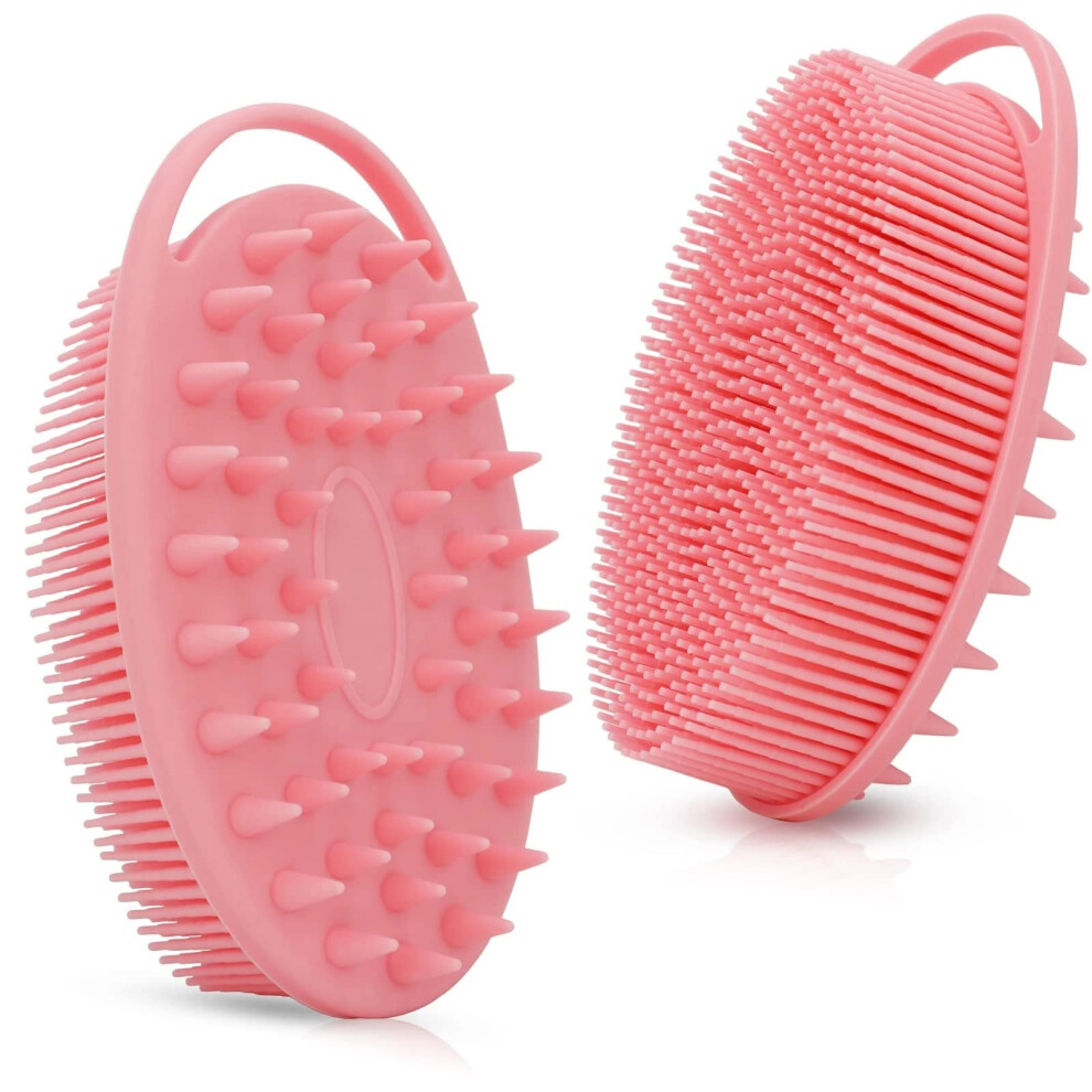 2 Pack DualSided Silicone Body Scrubber and Bath Brush for Gentle Exfoliation and Scalp Massage