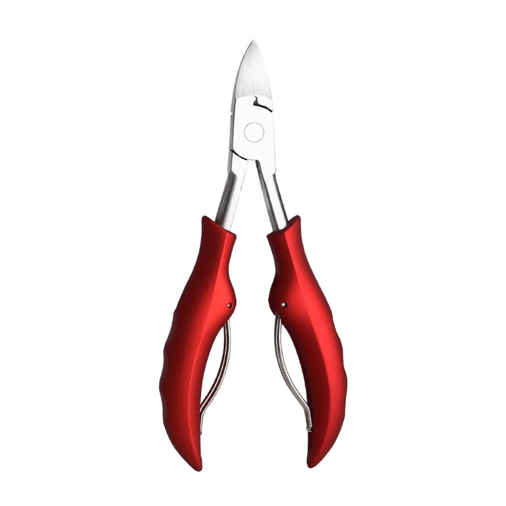 Red Toenail Clippers With Curved Precision Blade For Thick Ingrown Nails, Ergonomic Grip,