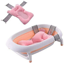 Baby Bath Pillow with NonSlip Cushion, Soft Infant Bath Mat for 012 Months, Pink