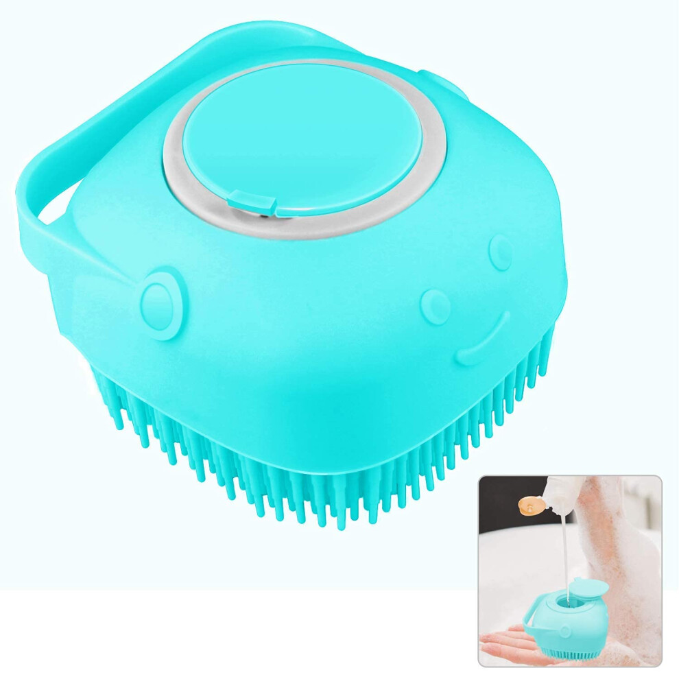 Blue Silicone Body Scrubber With Soap Dispenser For Gentle Exfoliation And Sensitive Skin,