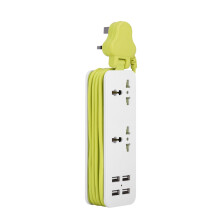 Stekkerdoos met USB-laadstation, overspanningsbeveiliging, plat stekkerontwerp, bureaulaadstation voor meerdere apparaten, snellaadverlengsnoer