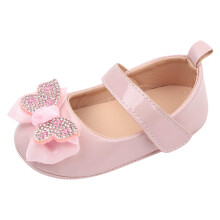 Girls Toddler Sneakers Lightweight Flat Sole with Rhinestone Bow Ribbon Pink Size 5