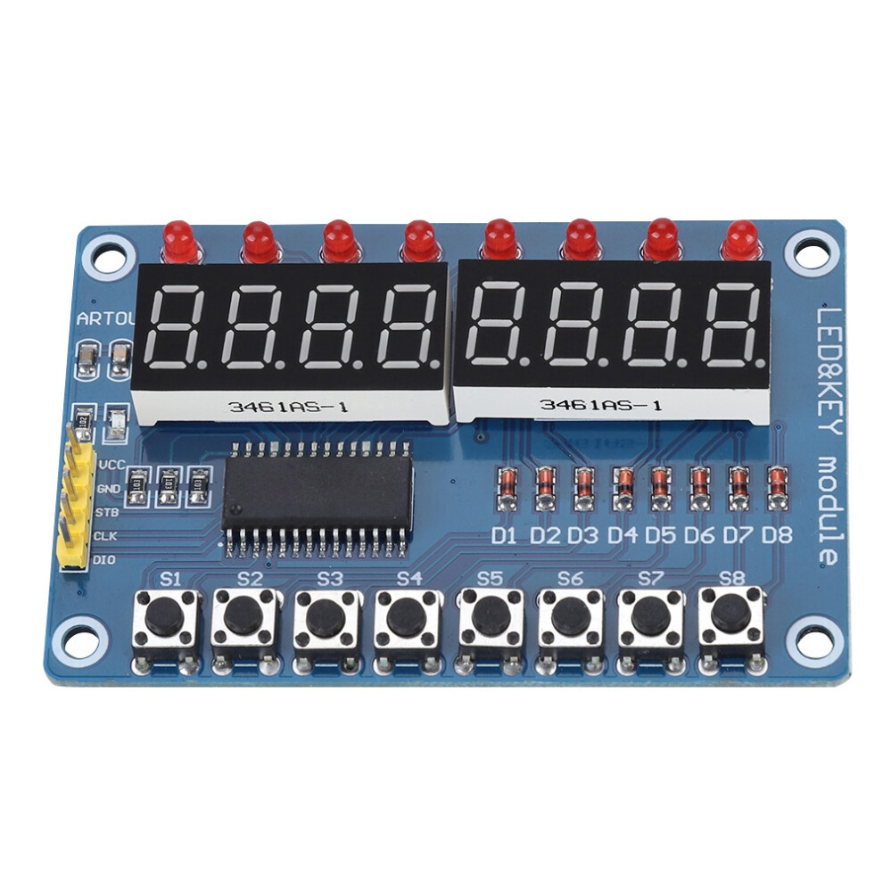 Common Cathode Led Digital Display Module With 8 Button Keys, Tm1638 Chip Microcontroller Module Featuring Key Scan And Brightness Adjustment, Simple 9147006054550