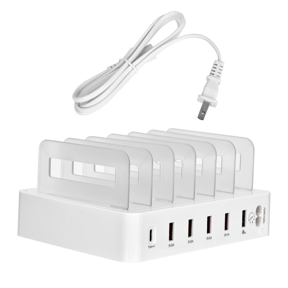 Charging Station For Multiple Devices, Smart Charging 6 Usb Ports Fast Charging Station With Qc3.0 Technology, Multi Charger Station With Intelligent 9423501954794