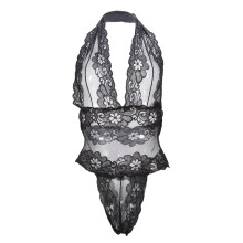 Lace Teddy For Women, Deep V Bodysuit With Open Back Design, Sexy Lingerie One Piece In Elegant Full Lace Material, Adjustable Shoulder Straps Sheer
