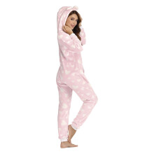 Hooded Zipper Loungewear Set, Fleece Unicorn Onesie Pajamas Soft Skin Friendly Fabric with Pocket Design, Heart Shaped Print Cute Cartoon Design for