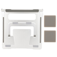 Aluminium laptopstandaard met extra koeling, opvouwbaar ontwerp, ergonomische verhoging, in hoogte verstelbaar, 360 draaibare voet, stabiele