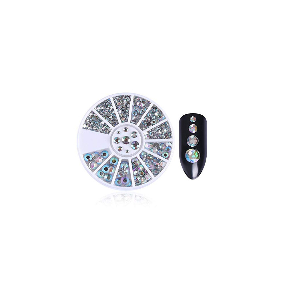 White Mixed Color Nail Art Rhinestones Wheel Ab 3D Nail Decoration With Small Irregular Beads 14