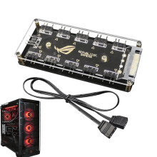 ARGB PWM Fan Hub 10 Port Controller with 11 ARGB Interfaces and 5V 3Pin Motherboard Cable