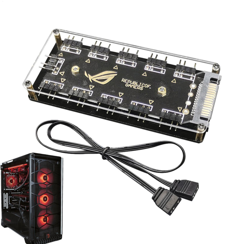 Argb Pwm Fan Hub 10 Port Controller With 11 Argb Interfaces And 5V 3Pin Motherboard Cable 9099447787637